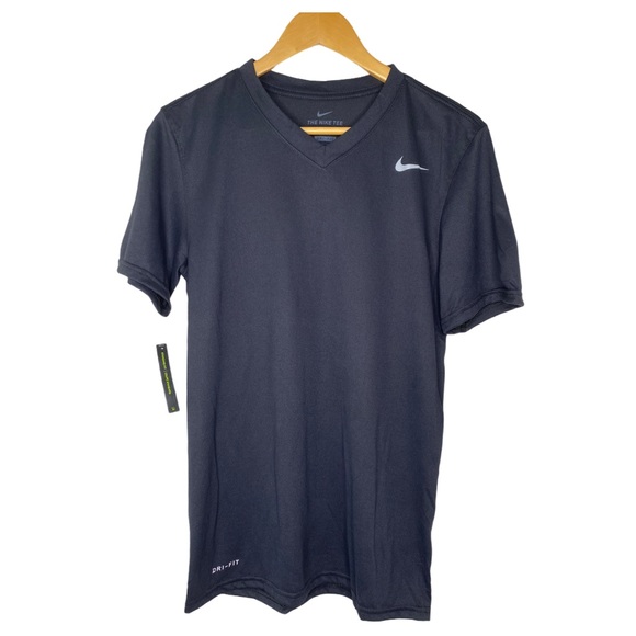 Nike Dri Fit Legend 2.0 V-neck Black Tee T-Shirt NWT - Picture 2 of 16